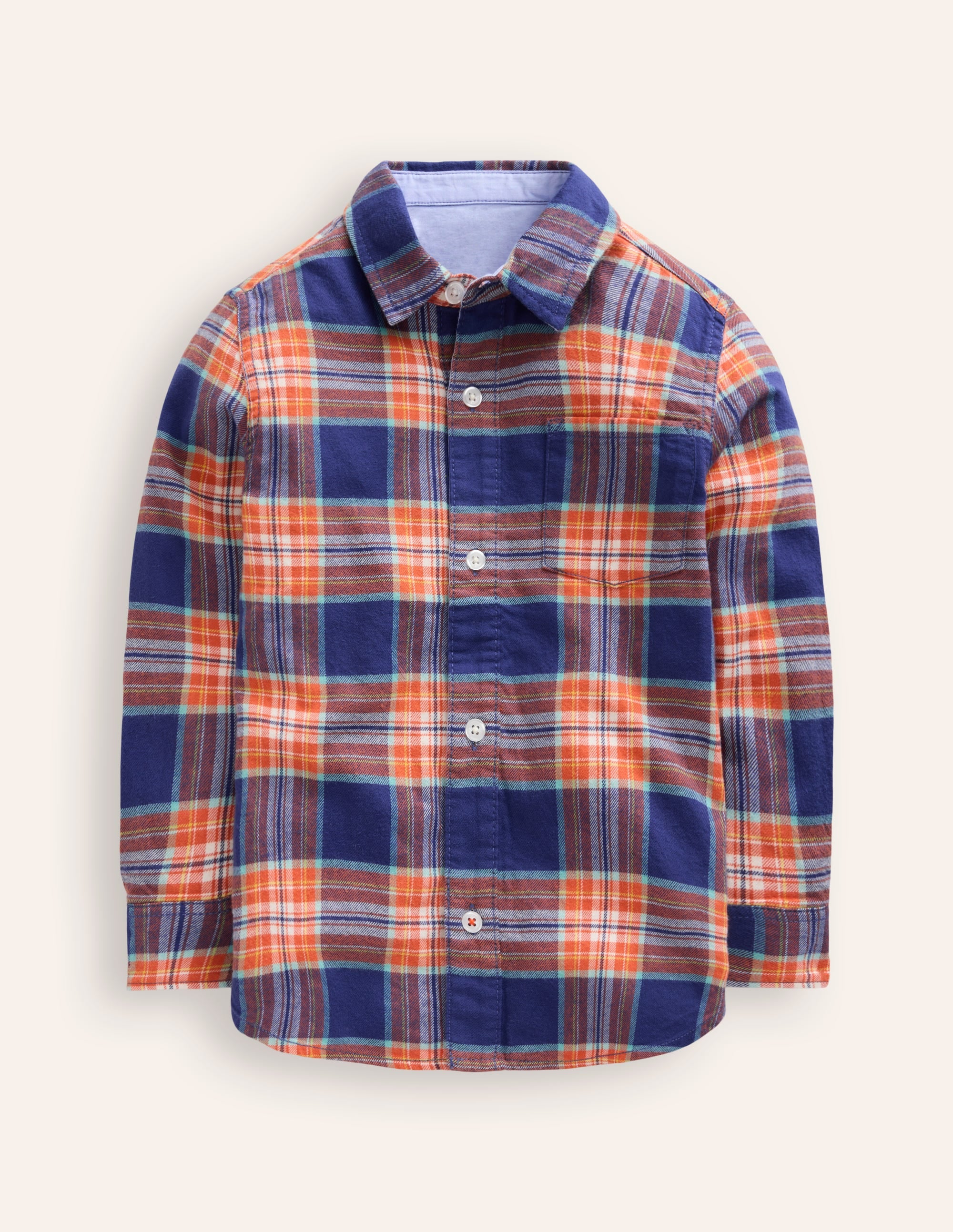  Cosy Cotton Check Shirt-Starboard/Terracotta Orange、mySite、ashleygrahame