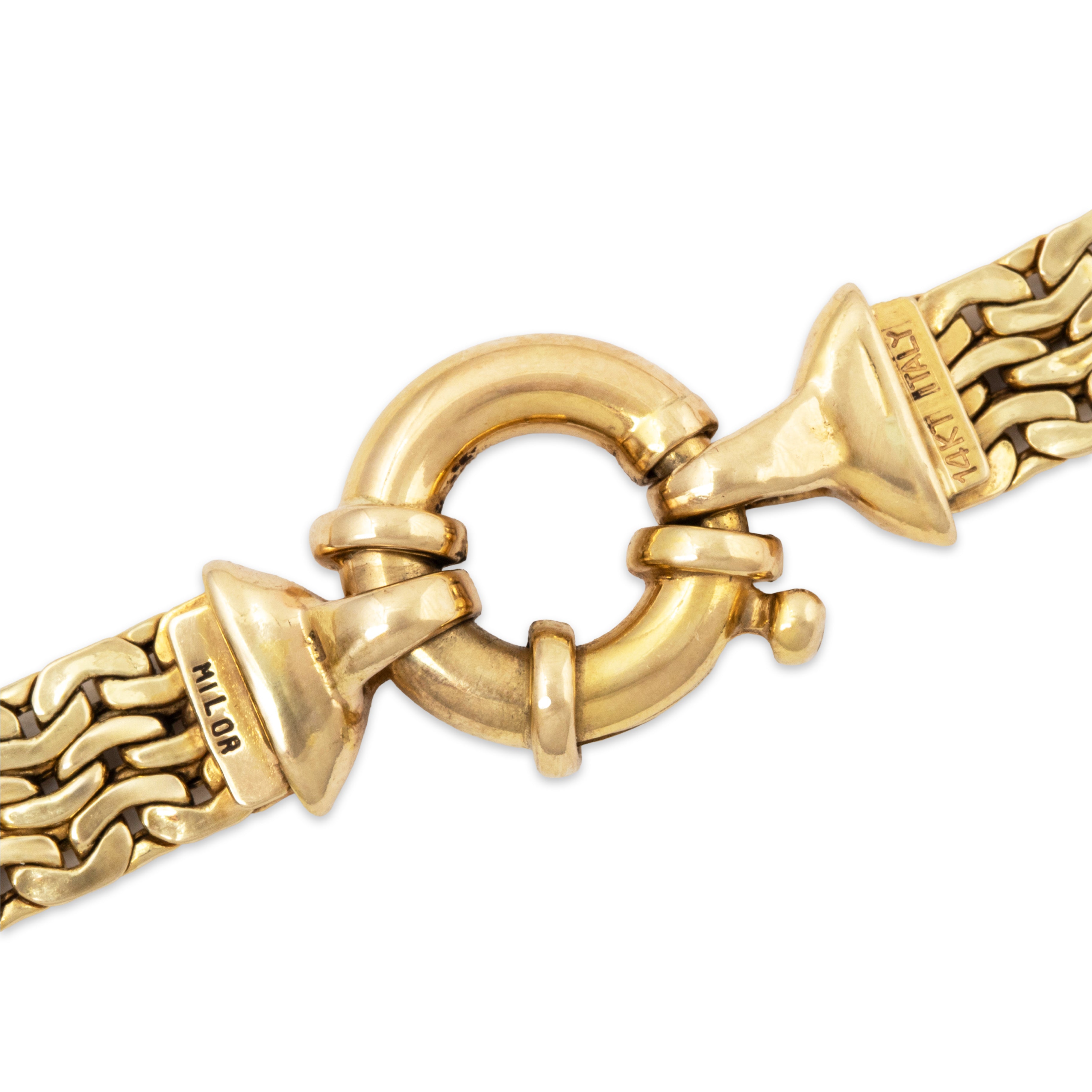 Vintage Italian 14k Yellow Gold Interlocking Chain Statement Necklace 17、mySite、hinf8tx79