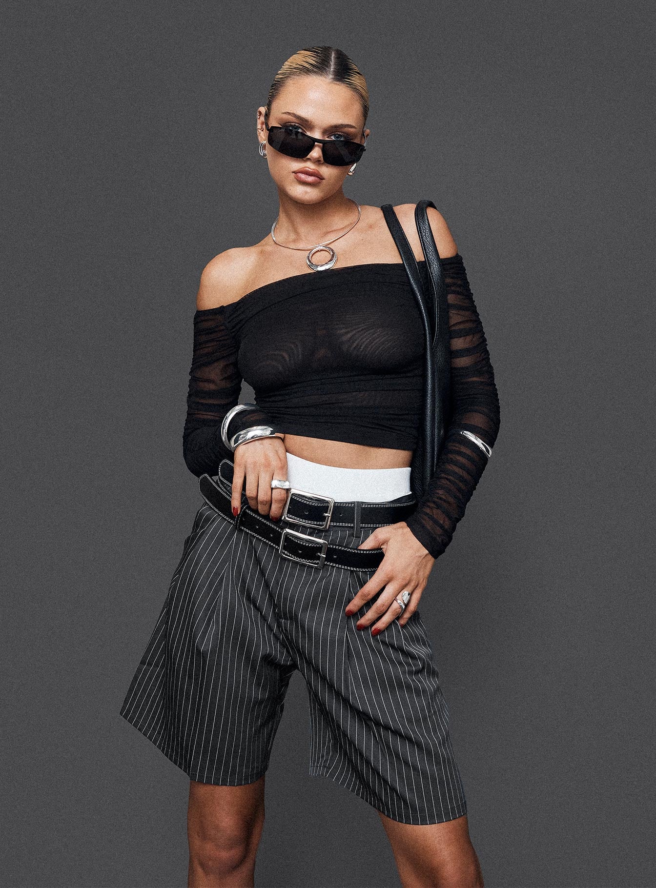 In Office Longline Shorts Grey、mySite、solidvoid