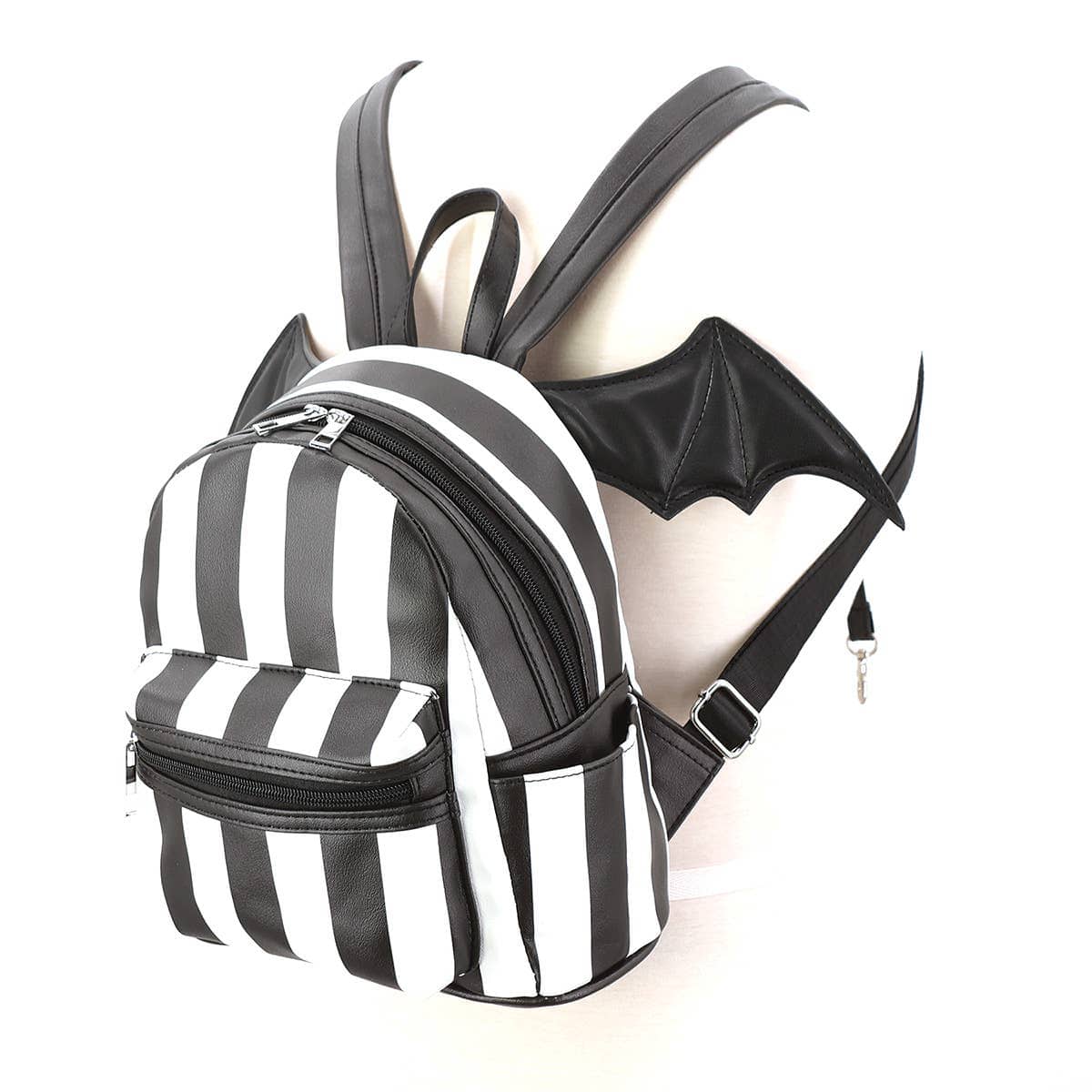 Bat Wing Striped Mini Backpack Adorable Goth Style、mySite、g9winljtr