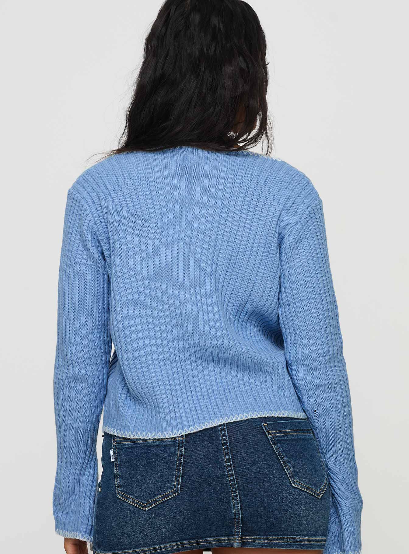 Jaimee Tie Up Knit Top Blue、mySite、solidvoid