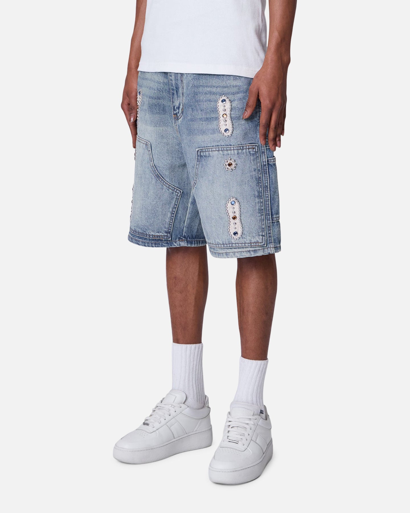 MNML Double Western Jewel Denim Shorts Blue、mySite、zt4zffjzw