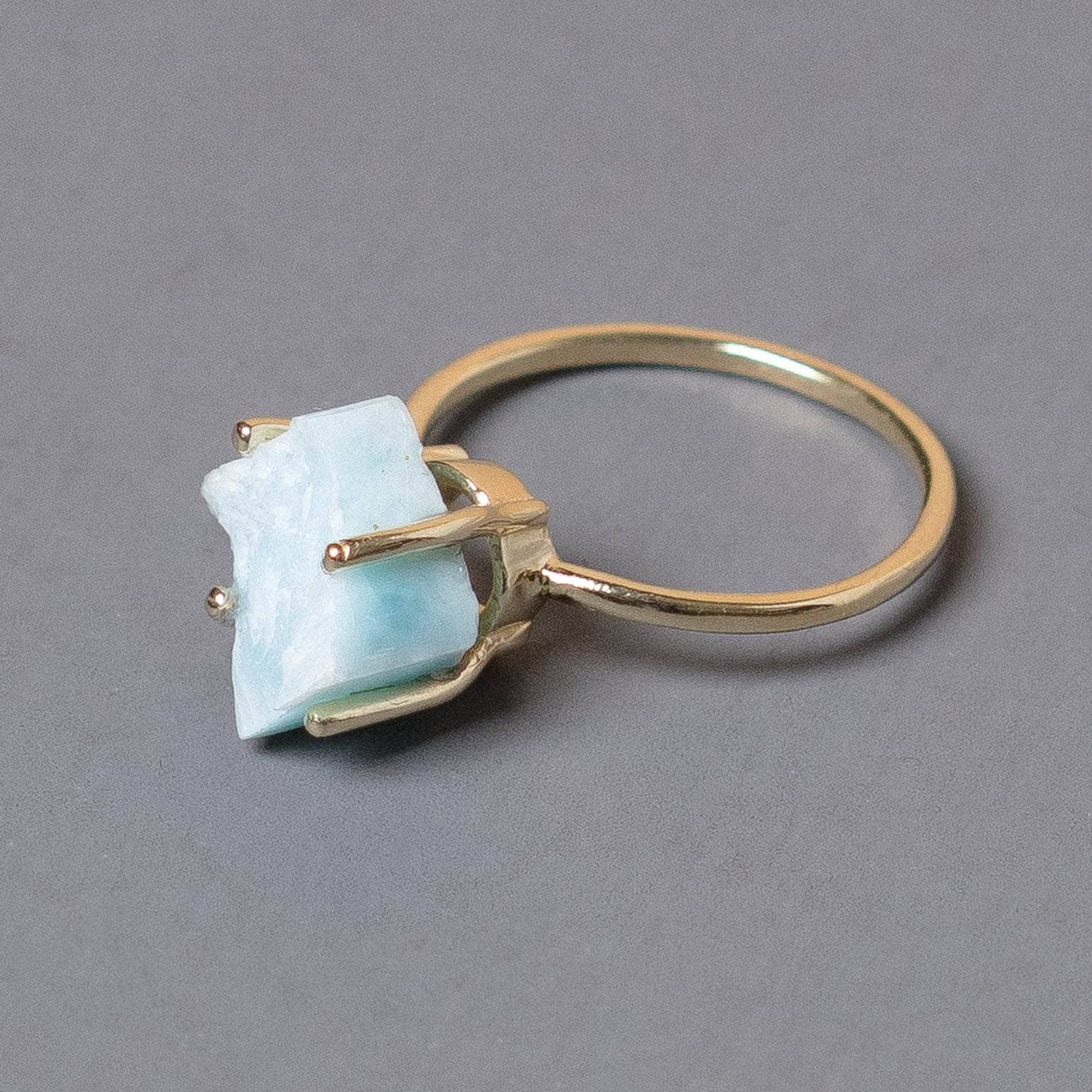 Rare Genuine Larimar Raw Freeform Gold or Silver Ring、mySite、hinf8tx79