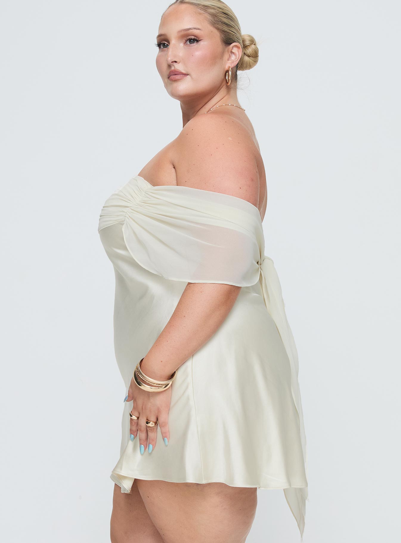 Adoration Mini Dress Cream Curve、mySite、solidvoid