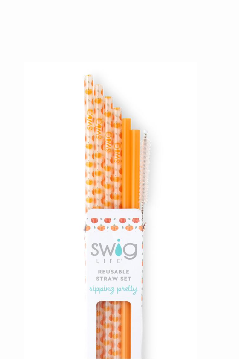 Swig Pumpkins + Orange Reusable Straw Set、mySite、hinf8tx79