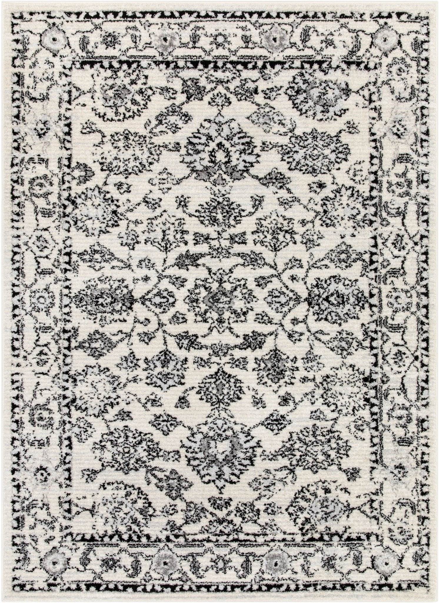 Palace Persian Oriental Botanical Ivory Grey High-Low Rug、mySite、gigharbornorthrealestate