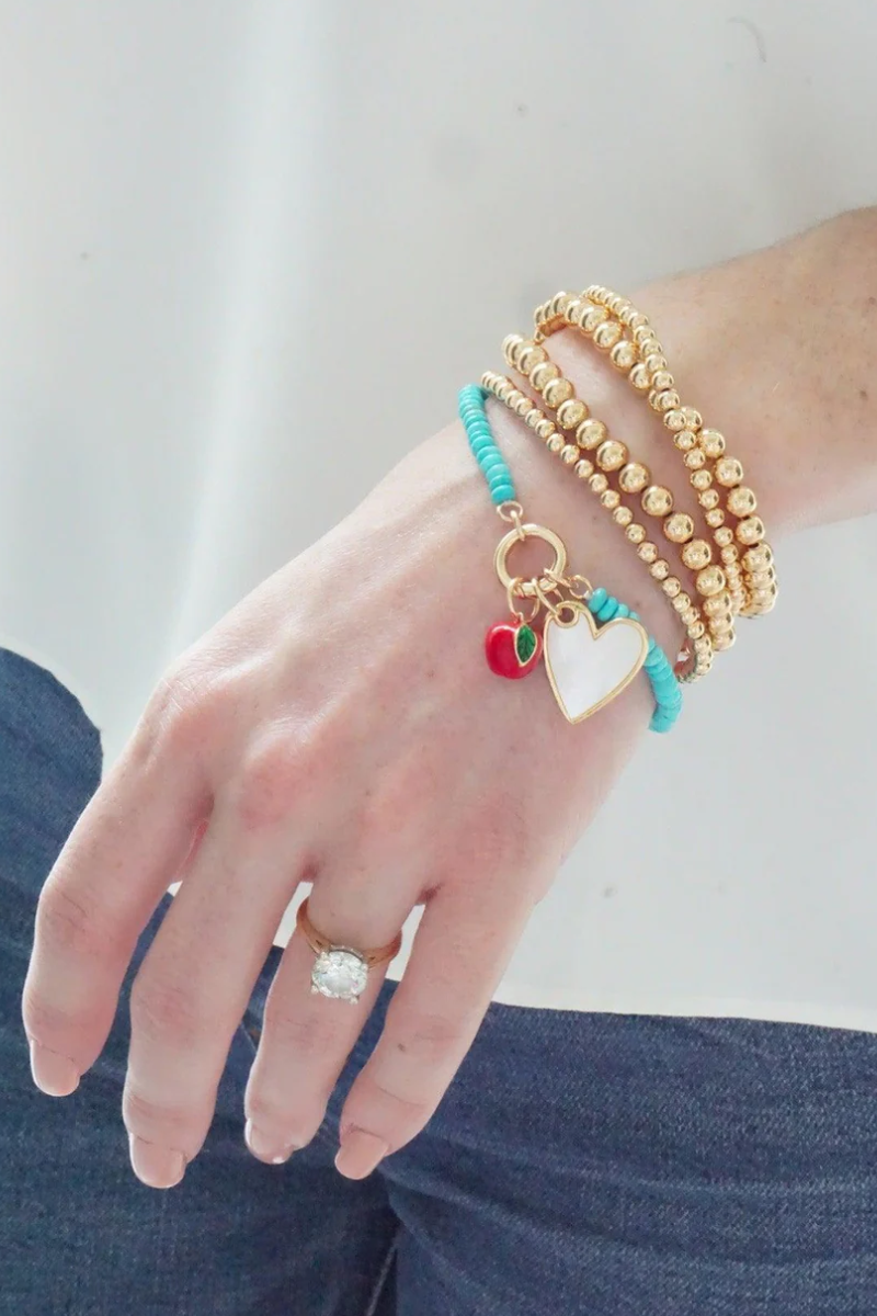 Lucy Gemstone Beaded Charm Bracelet Base in Turquoise、mySite、hinf8tx79