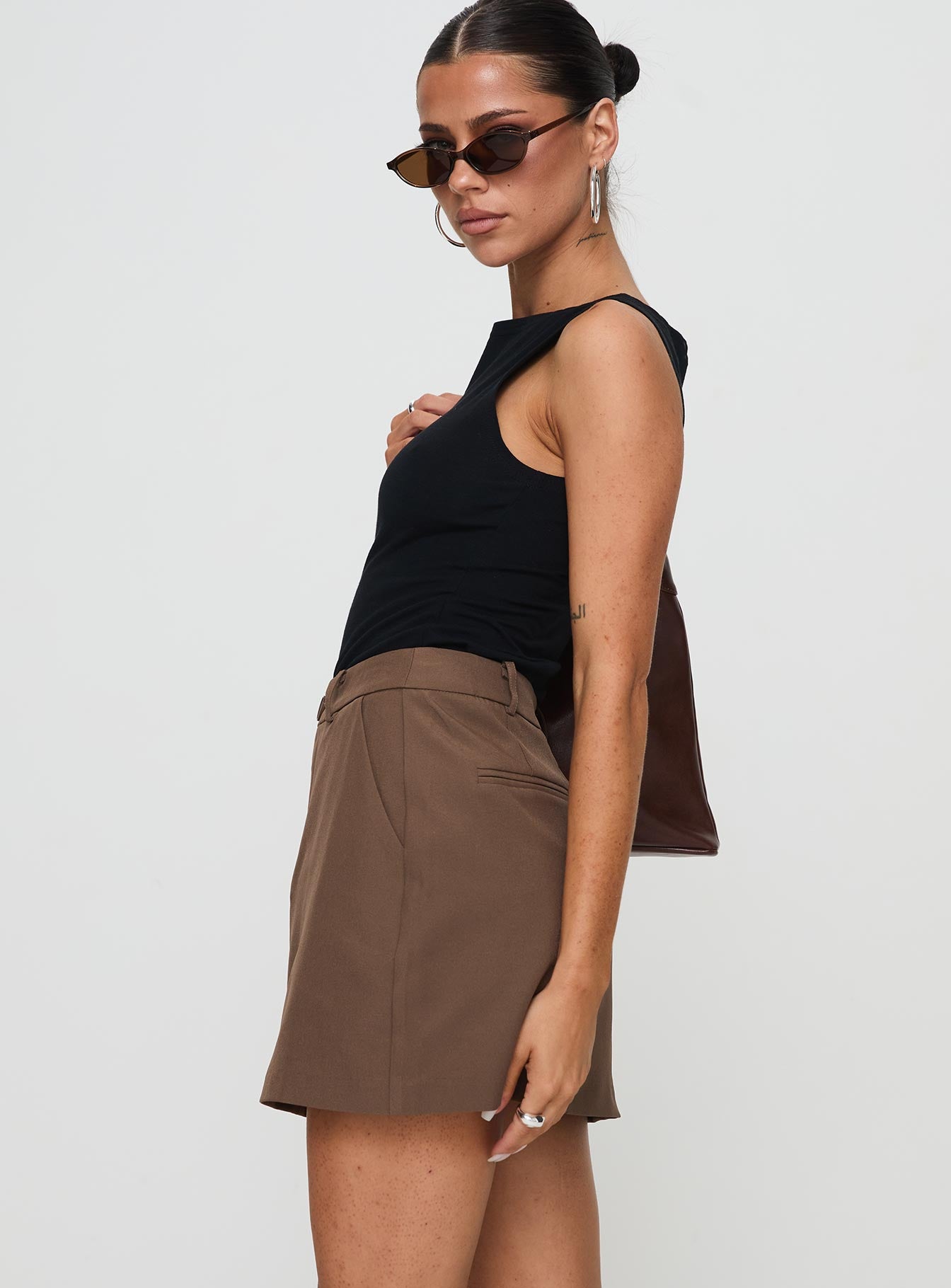 Sabyna Tailored Mini Skirt Brown、mySite、solidvoid