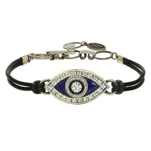 Michal Golan Navy Evil Eye Bracelet on Leather、mySite、topwebapps