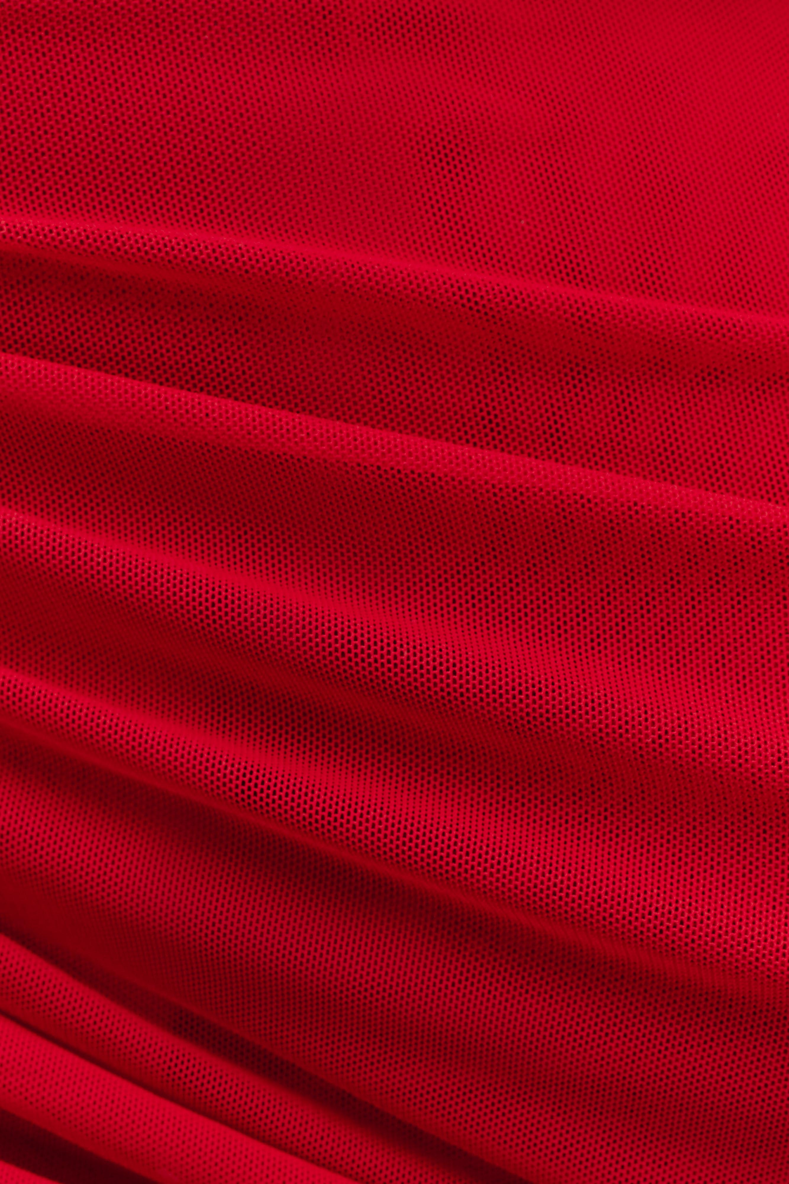 Everly Sheer Mesh Off Shoulder Top - Ruby、mySite、solidvoid