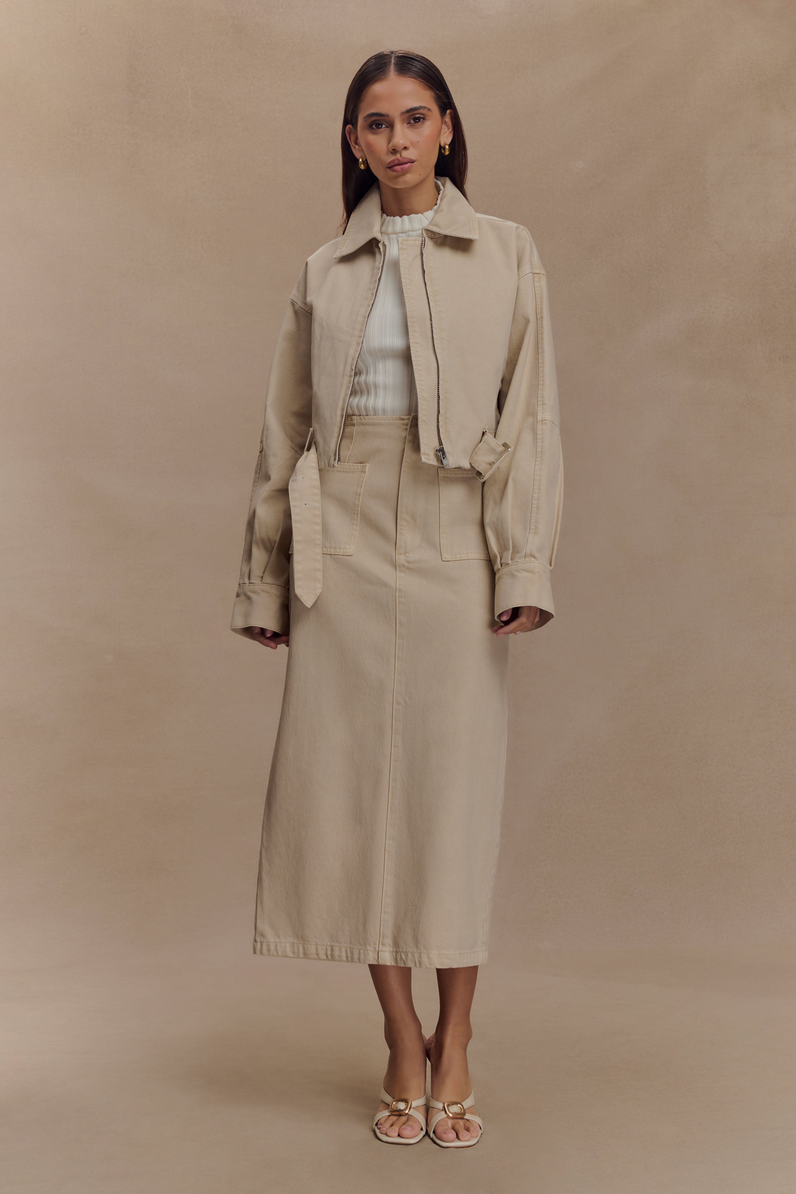 Fallon Cropped Denim Jacket - Stone Wash、mySite、solidvoid