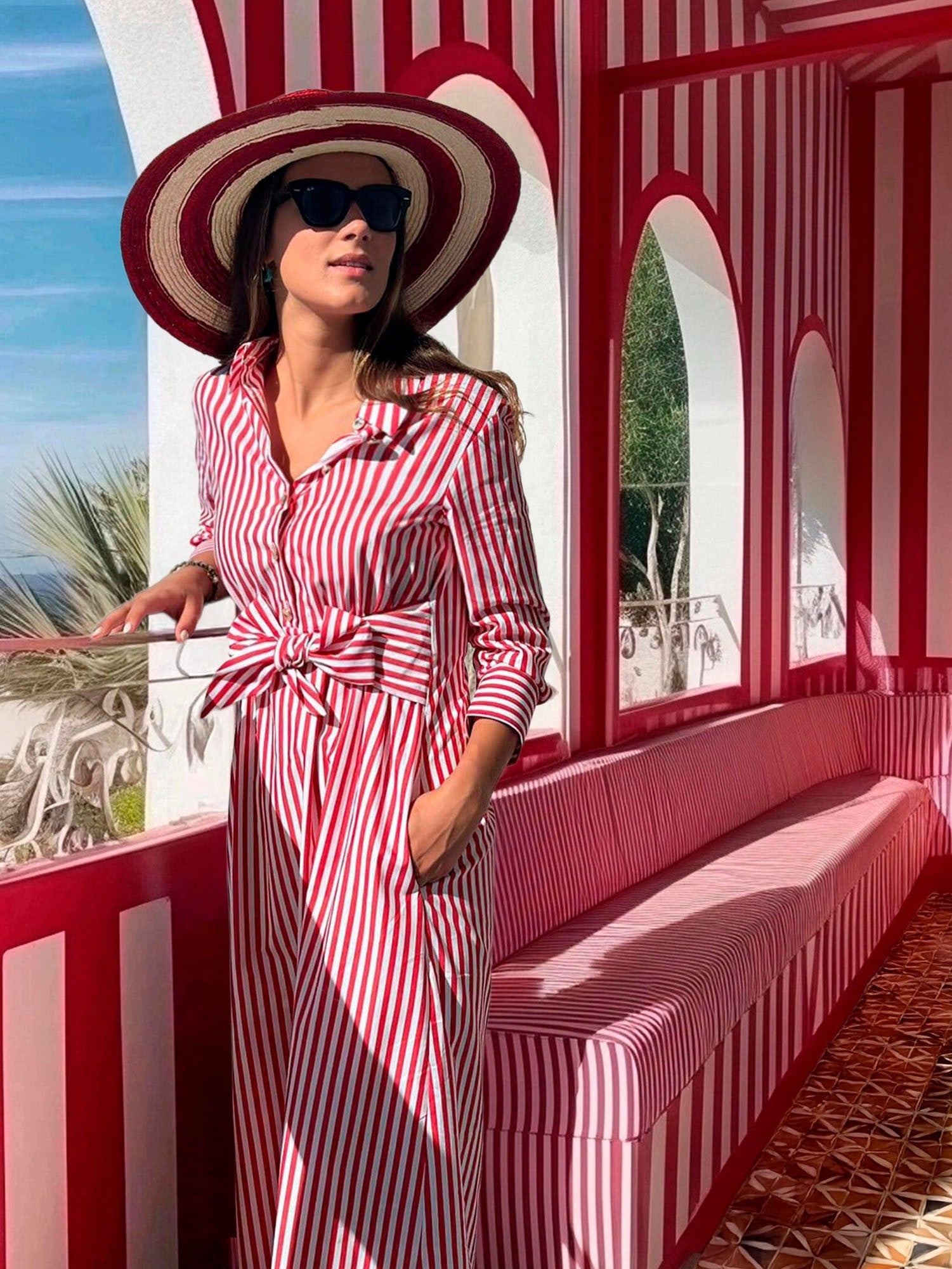 Vilagallo Striped Shirt Dress Final Sale、mySite、noshort