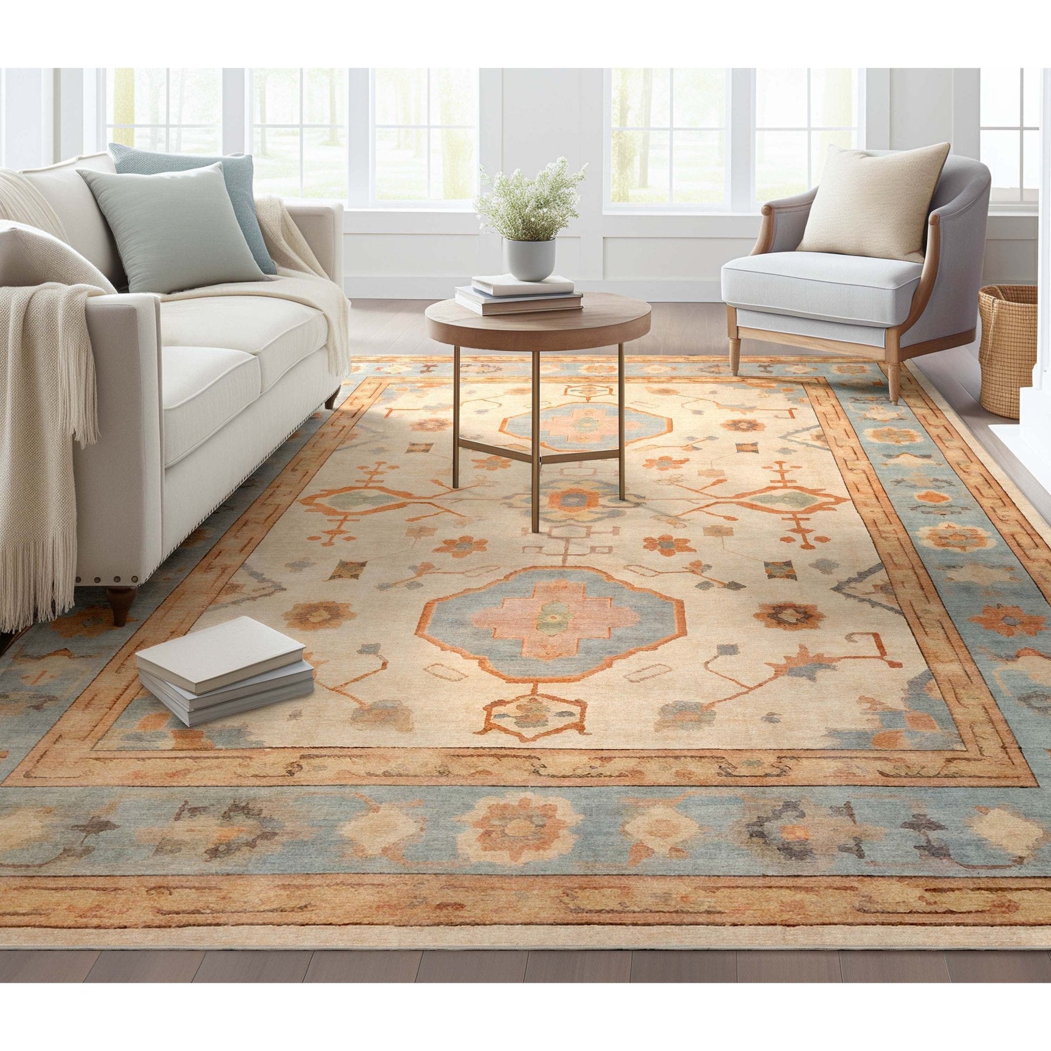 Pastel Tone On Tone - Updated Traditional Rug for Living Room Bedroom Dining Room ,Easy Clean、mySite、gigharbornorthrealestate