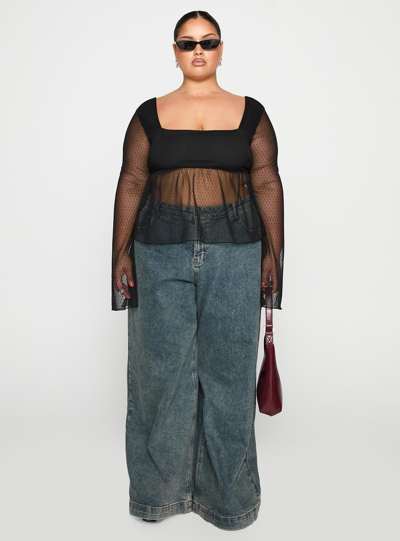 Fiorello Long Sleeve Top Black Curve、mySite、solidvoid