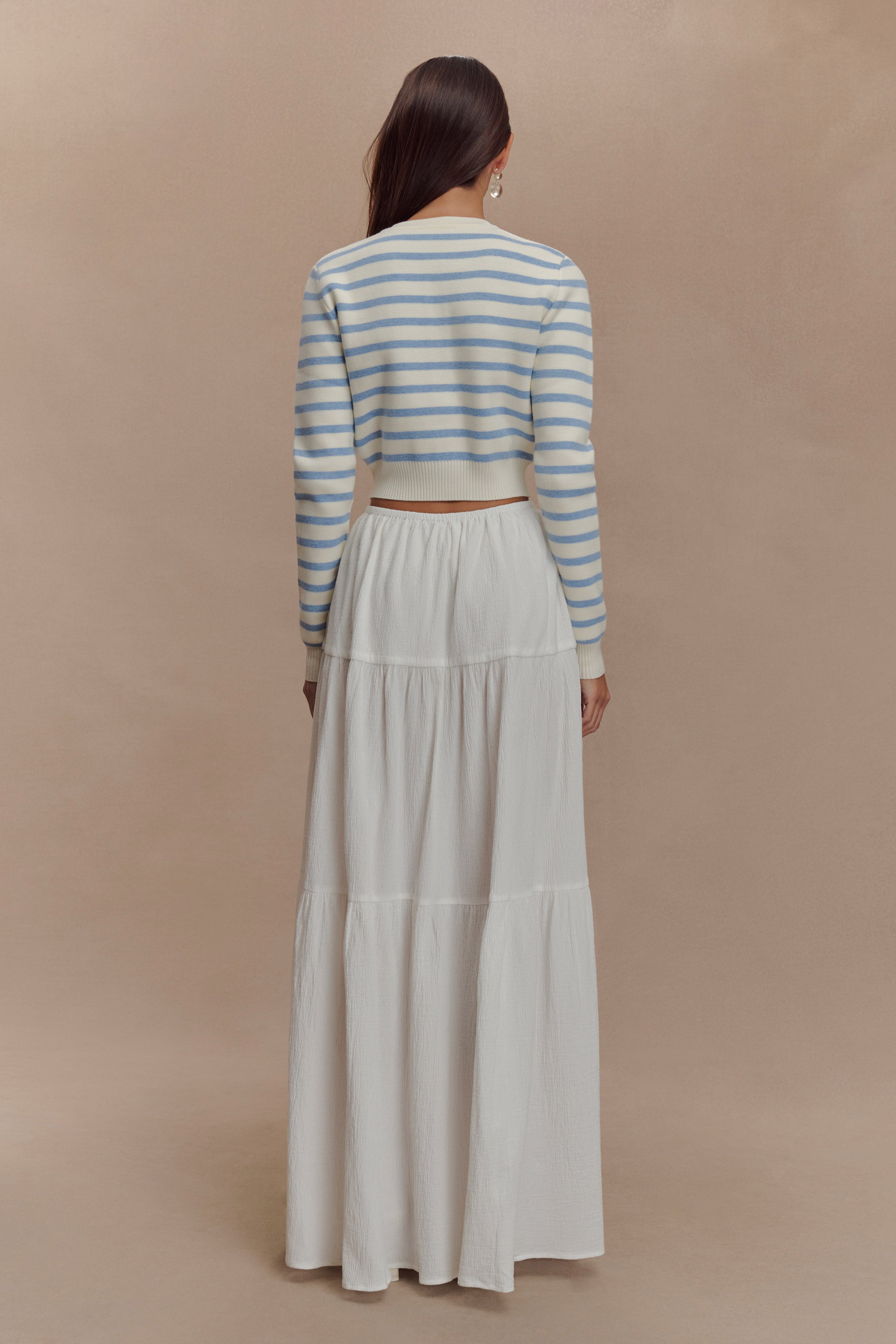 Tanner Striped Knit Cardigan - Light Blue/White、mySite、solidvoid