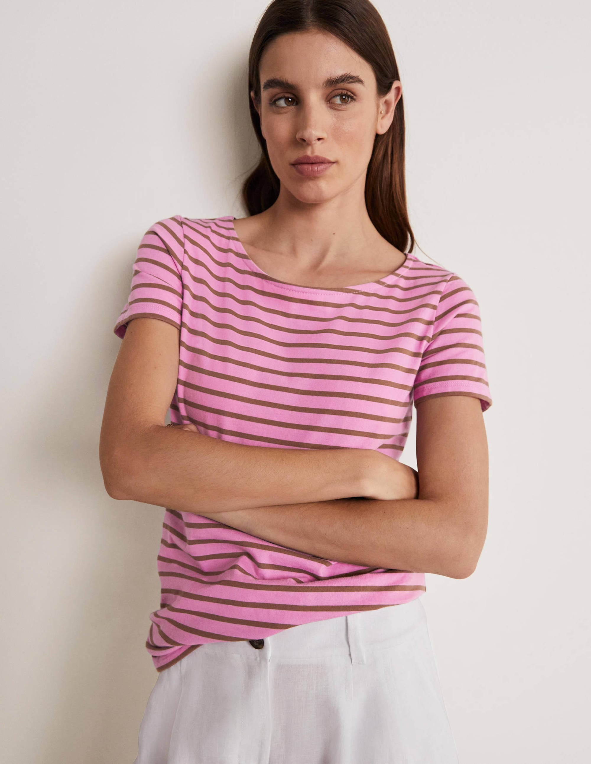  Short Sleeve Breton T-Shirt-Orchid Petal / Acorn Stripe、mySite、ashleygrahame
