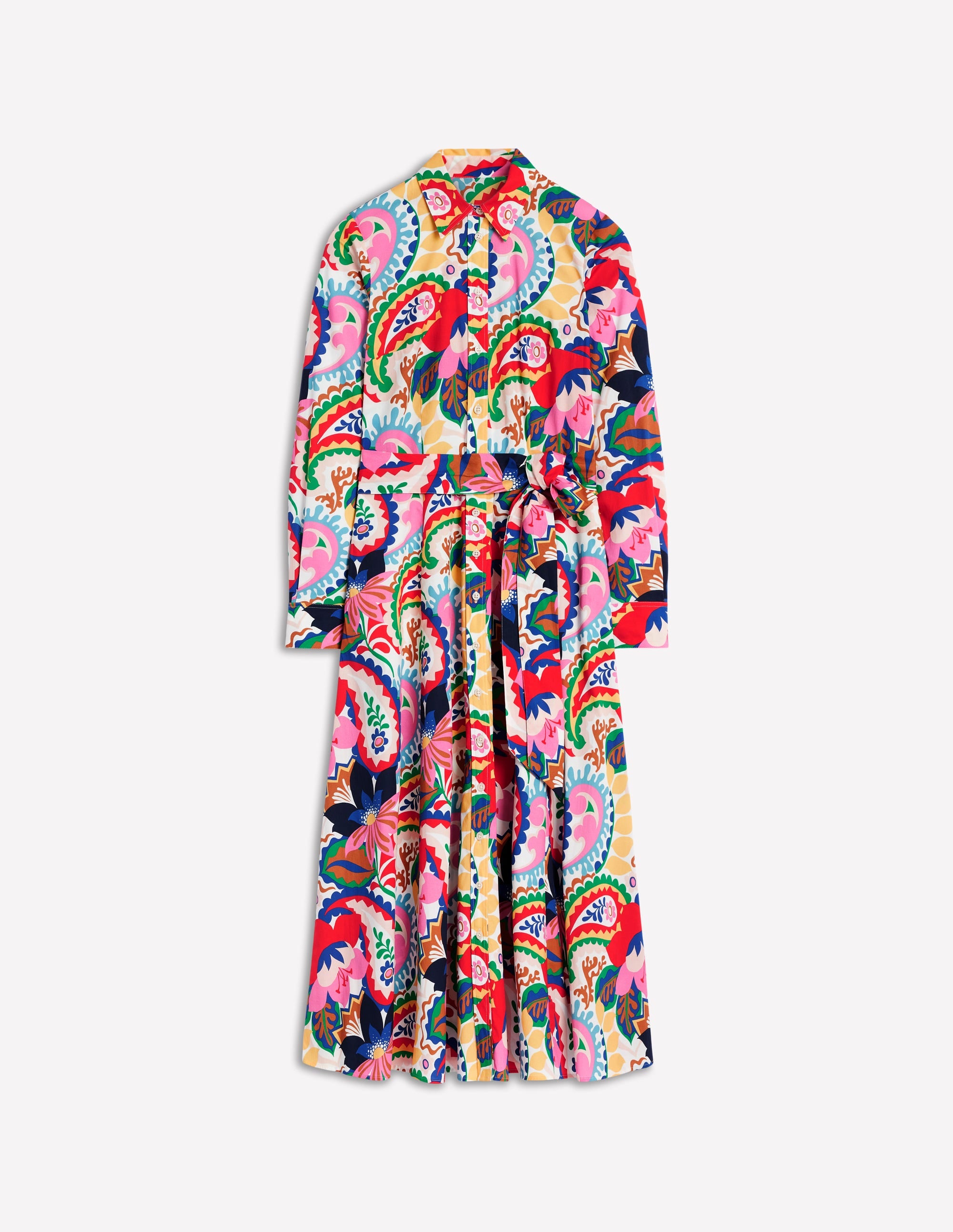  Amy Cotton Midi Shirt Dress-Ivory, Botanical Paisley、mySite、ashleygrahame