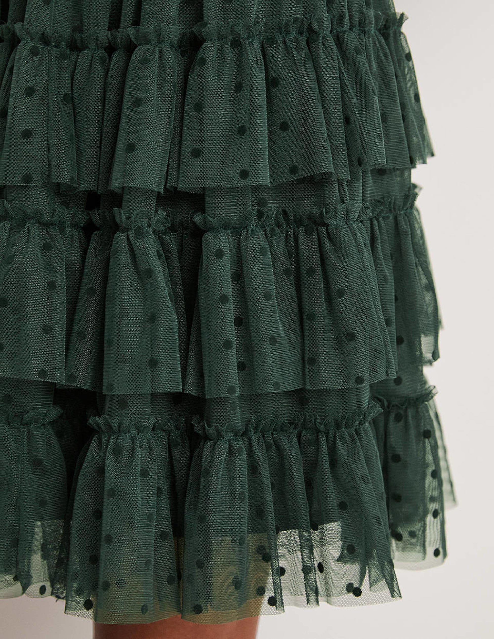  Ruffle Tulle Mini Skirt-Onyx Green、mySite、ashleygrahame
