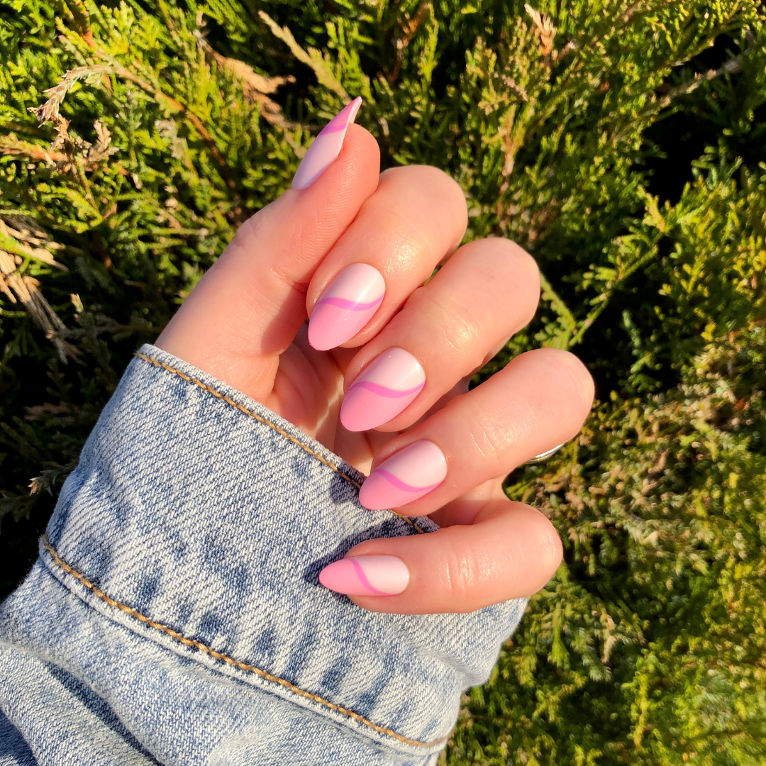 Pink Simple Twist - Press-On | Medium | Almond、mySite、solidvoid