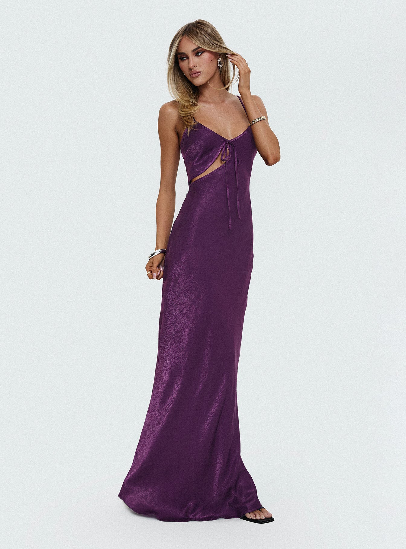 Linger Bias Cut Maxi Dress Purple、mySite、solidvoid