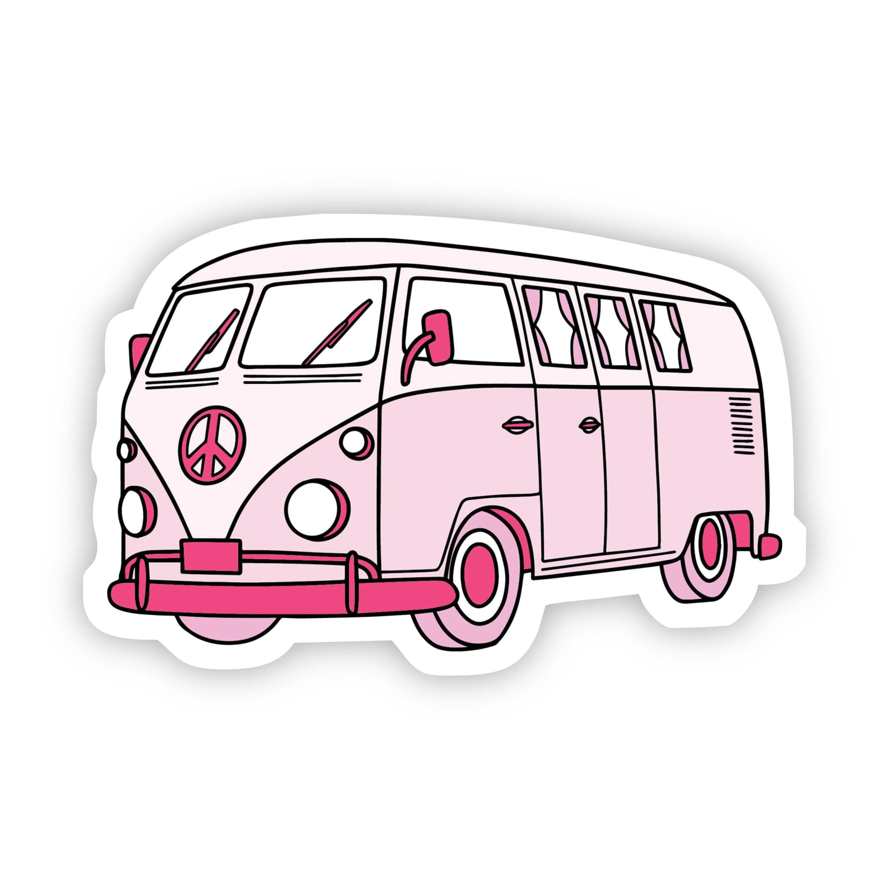  Pink Hippie Van Aesthetic Sticker、mySite、elrpsem3k