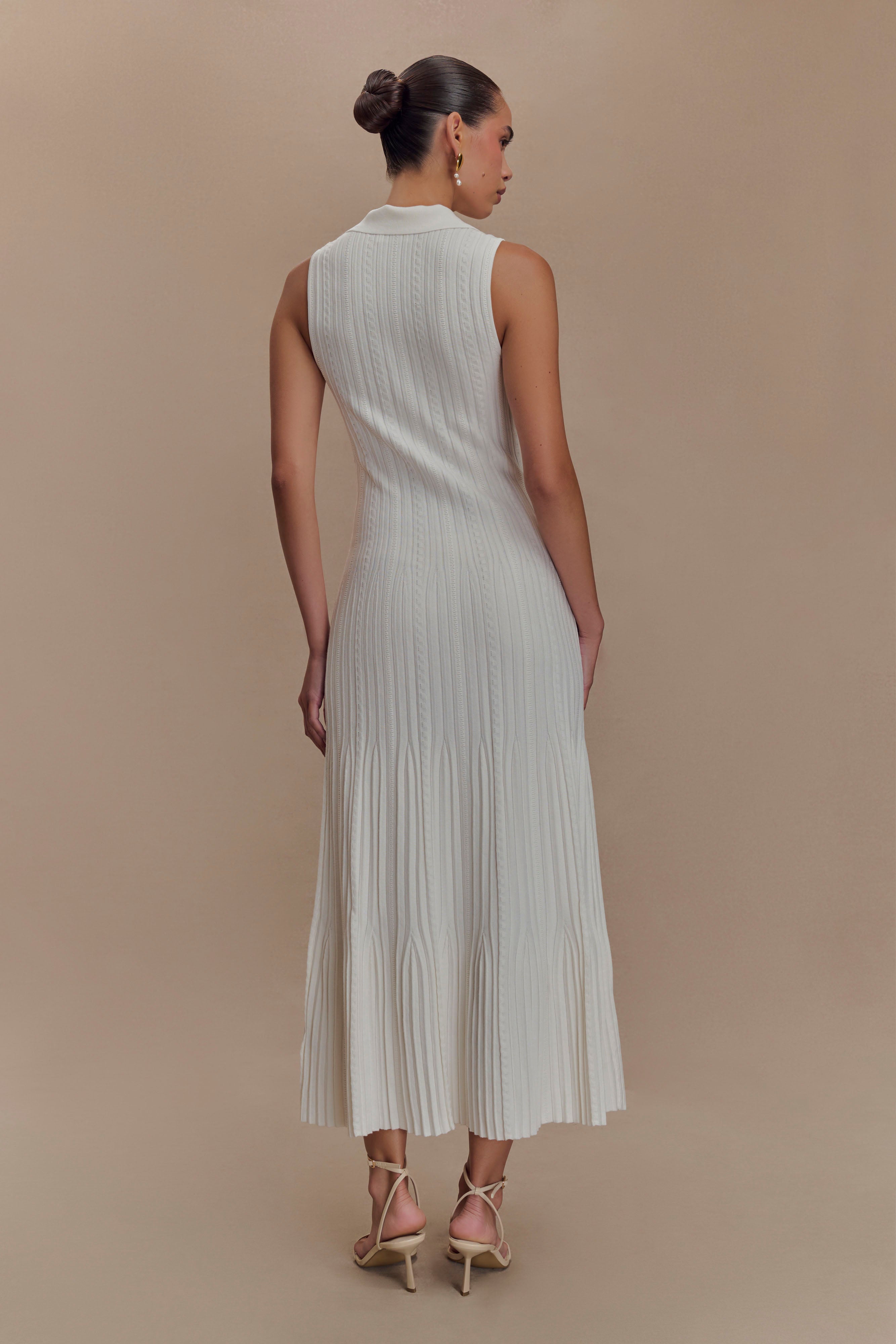Margie Sleeveless Knit Midi Dress - White、mySite、solidvoid
