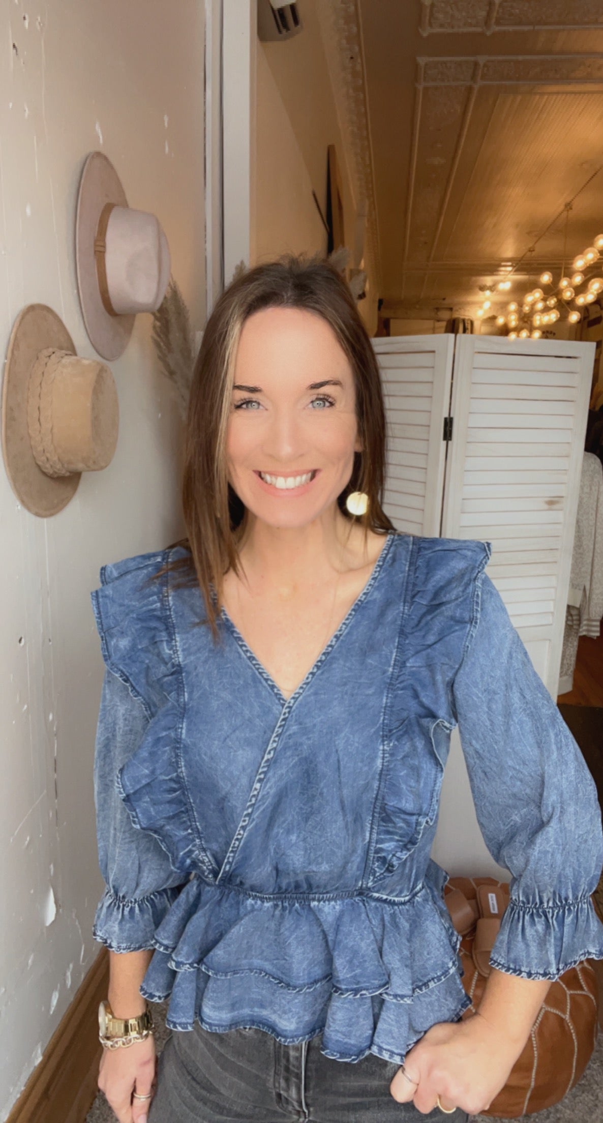 Riley's Ruffle Denim Top、mySite、garagedoors4me