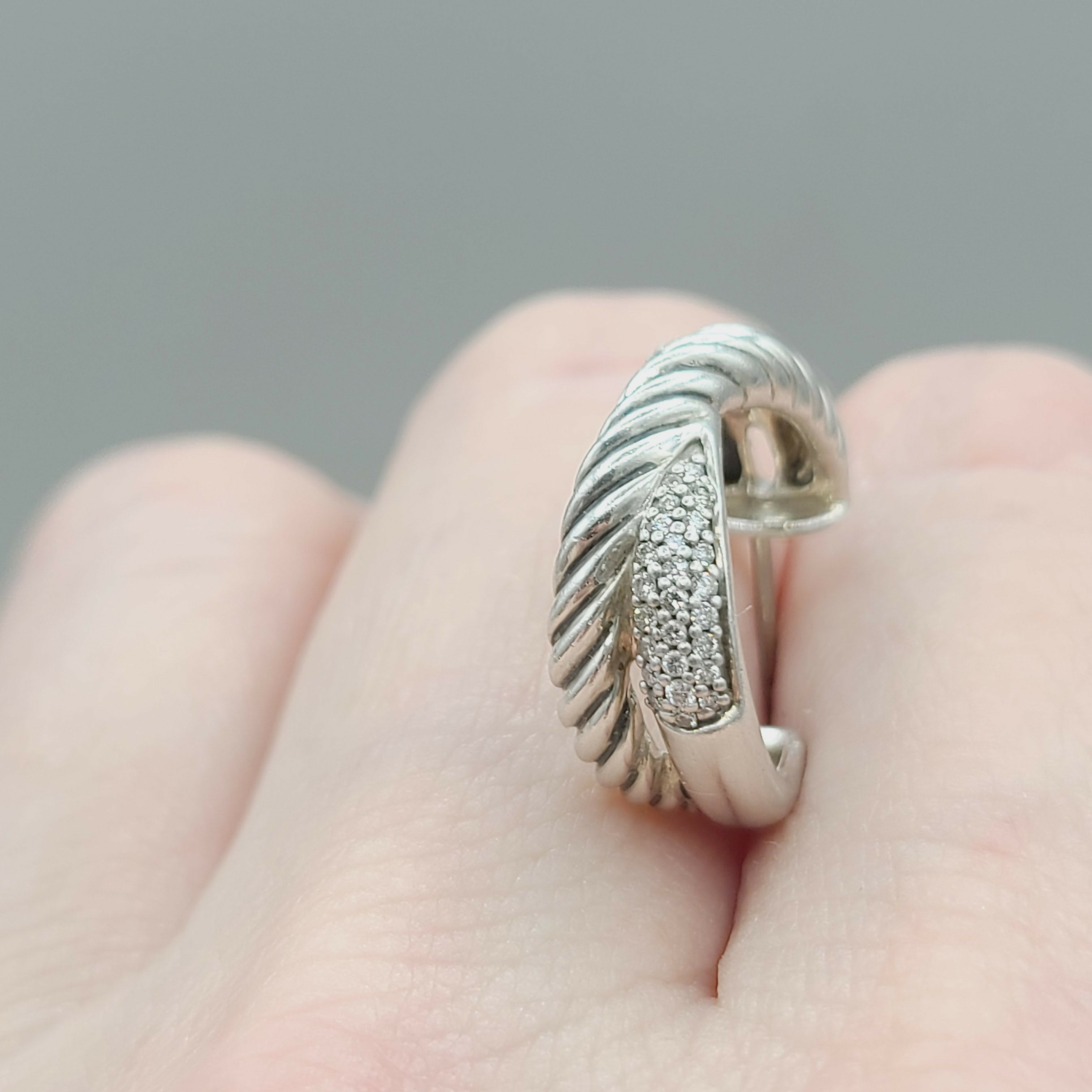 David Yurman Crossover Earrings Wide X Design with Diamonds、mySite、hinf8tx79