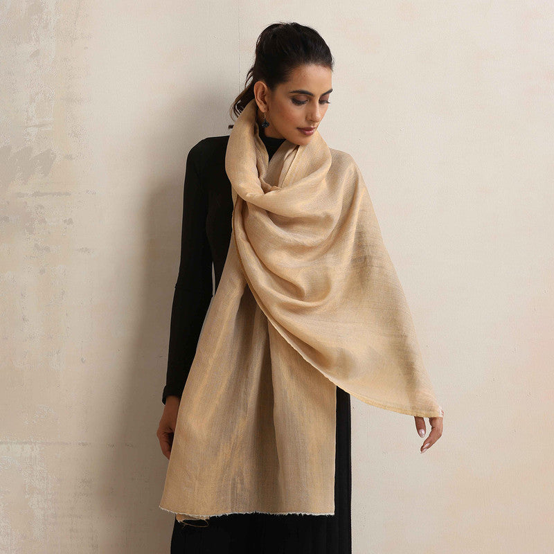 Woolen Solid Stole | Beige、mySite、camillekostekn