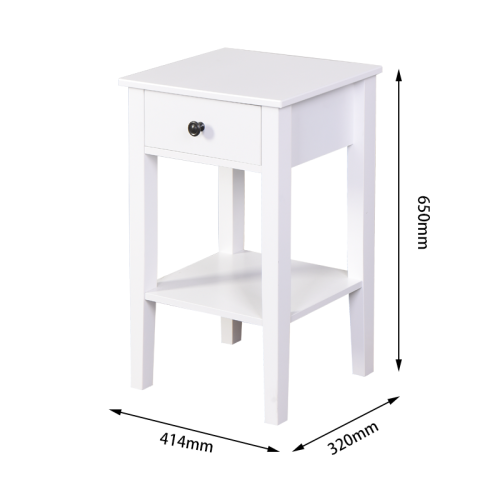 White Bathroom Floor-standing Storage Table with a Drawer、、casual