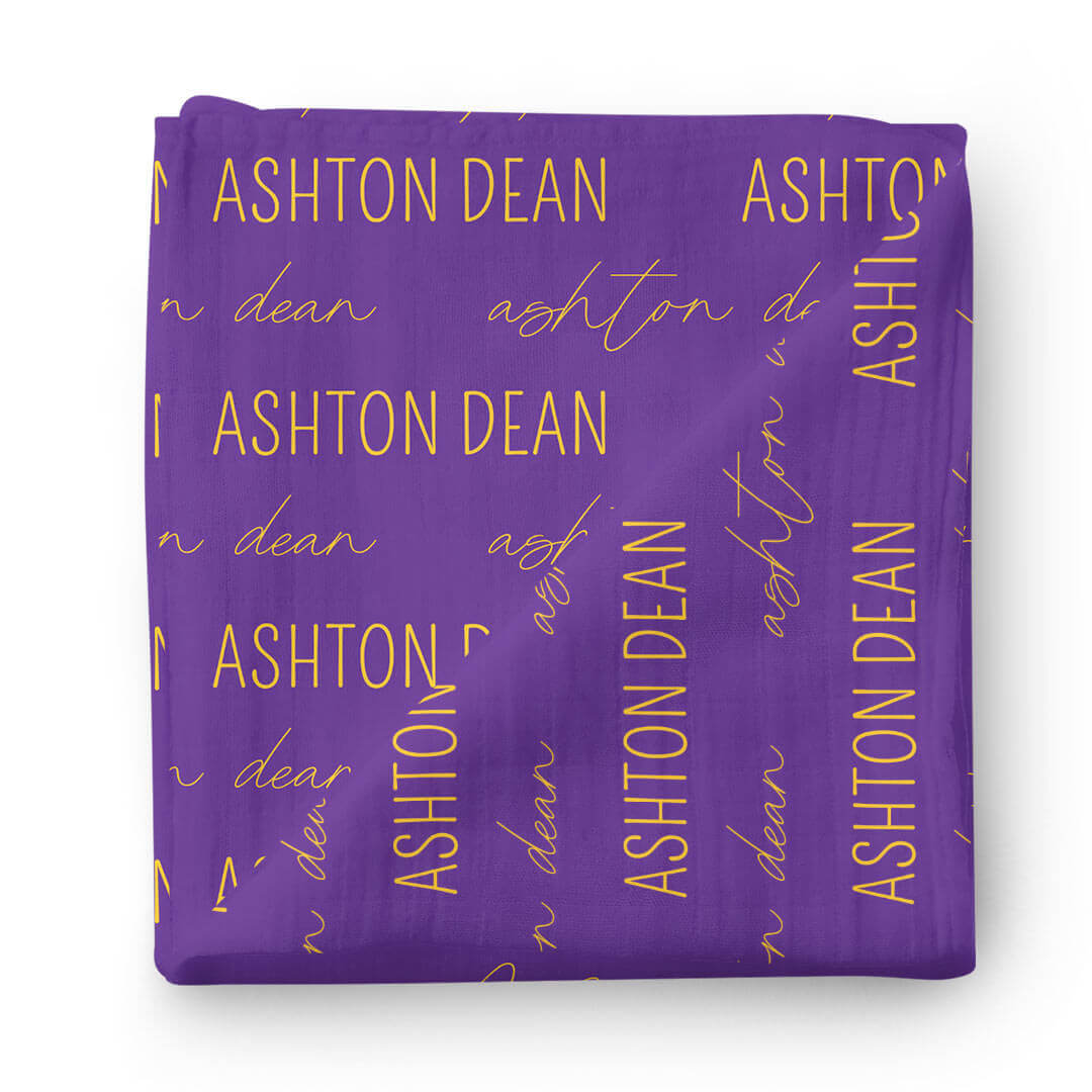  Personalized Tiger Purple Baby Name Swaddle Blanket - Block & Script、mySite、layawaytickets