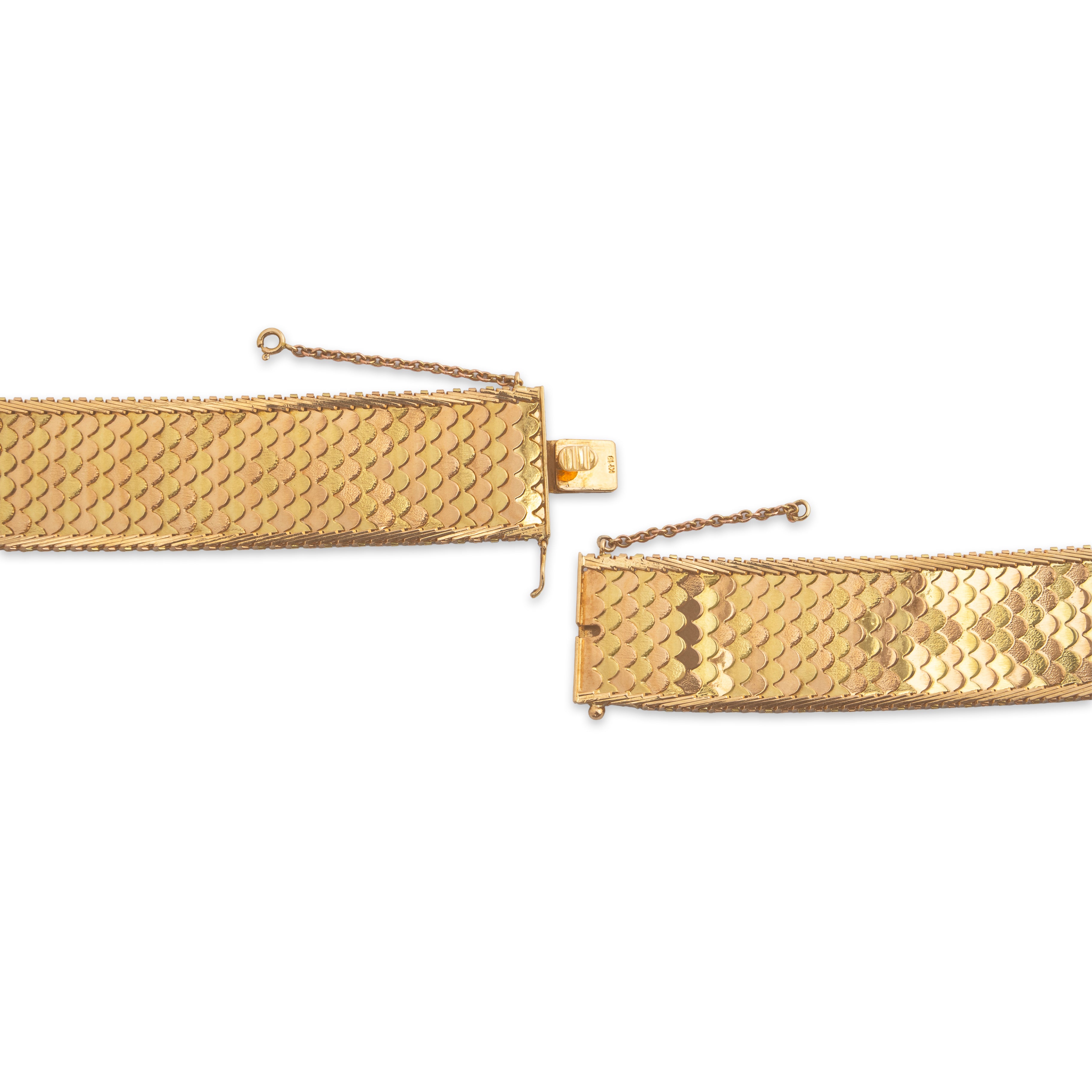 Vintage Heavy 18k Yellow & Rose Gold Stunning Sinuous Fish Scale Bracelet 7、mySite、hinf8tx79