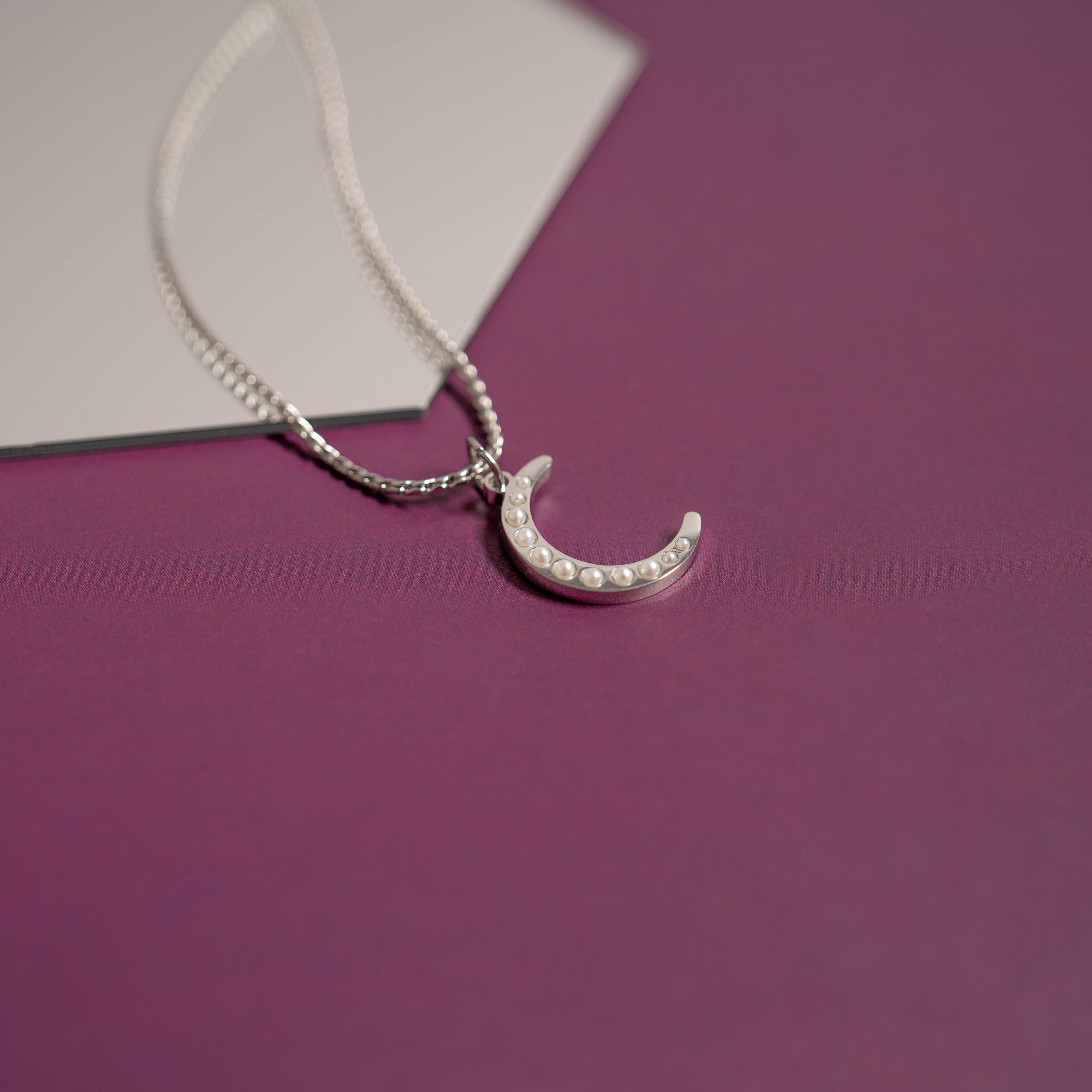 18K Gold PVD Stainless Steel Pearl Moon Charm / PDL0250、mySite、dreamappss