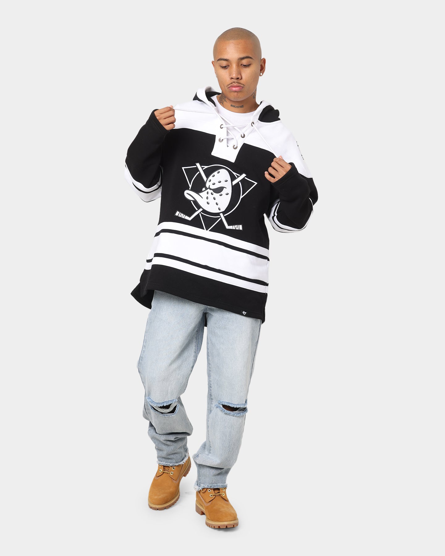 47 Brand Anaheim Ducks NHL Superior '47 Lacer Hoodie Jet Black、mySite、zt4zffjzw