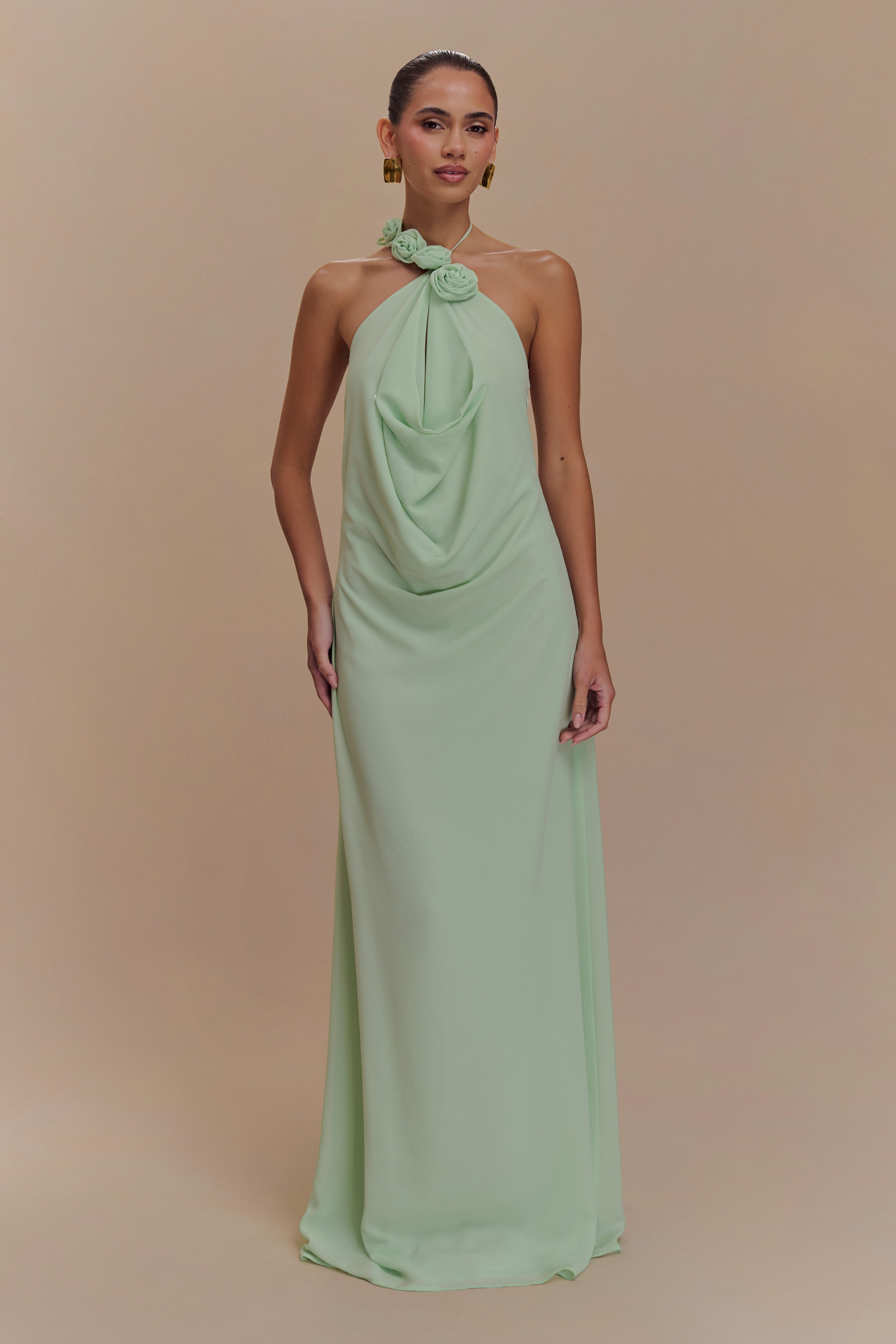 Rosalia Cowl Neck Maxi Dress - Sage、mySite、solidvoid