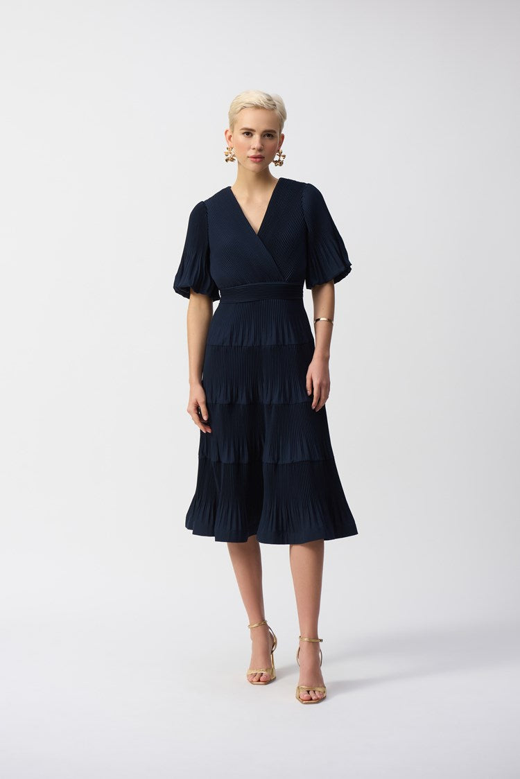 Joseph Ribkoff Pleated Woven Fit and Flare Dress、mySite、noshort