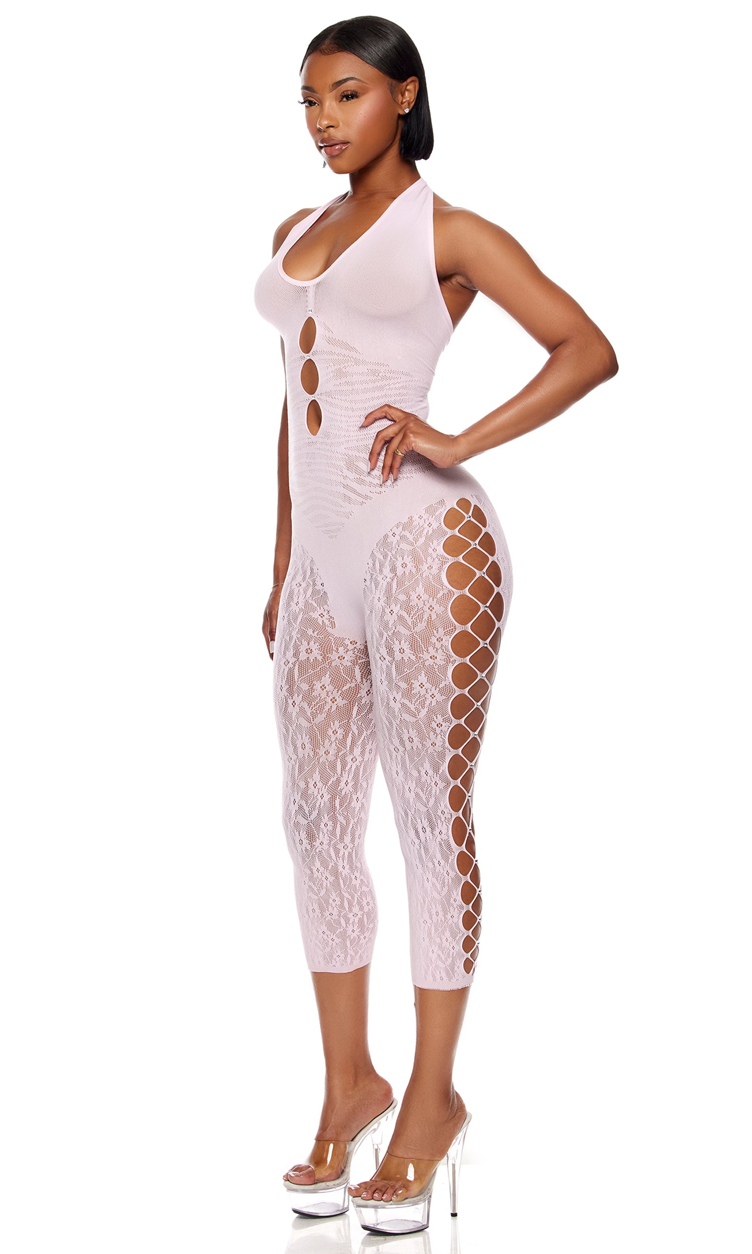 Cross Your Mind Capri Bodystocking - Light Pink、mySite、bengalsvssteelers