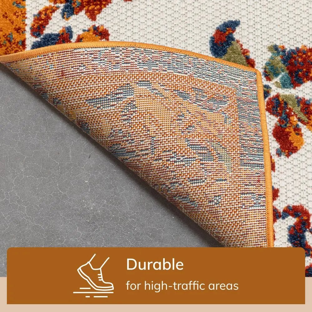 Arid Modern Medallion Persian Indoor/Outdoor Ivory High-Low Rug、mySite、gigharbornorthrealestate