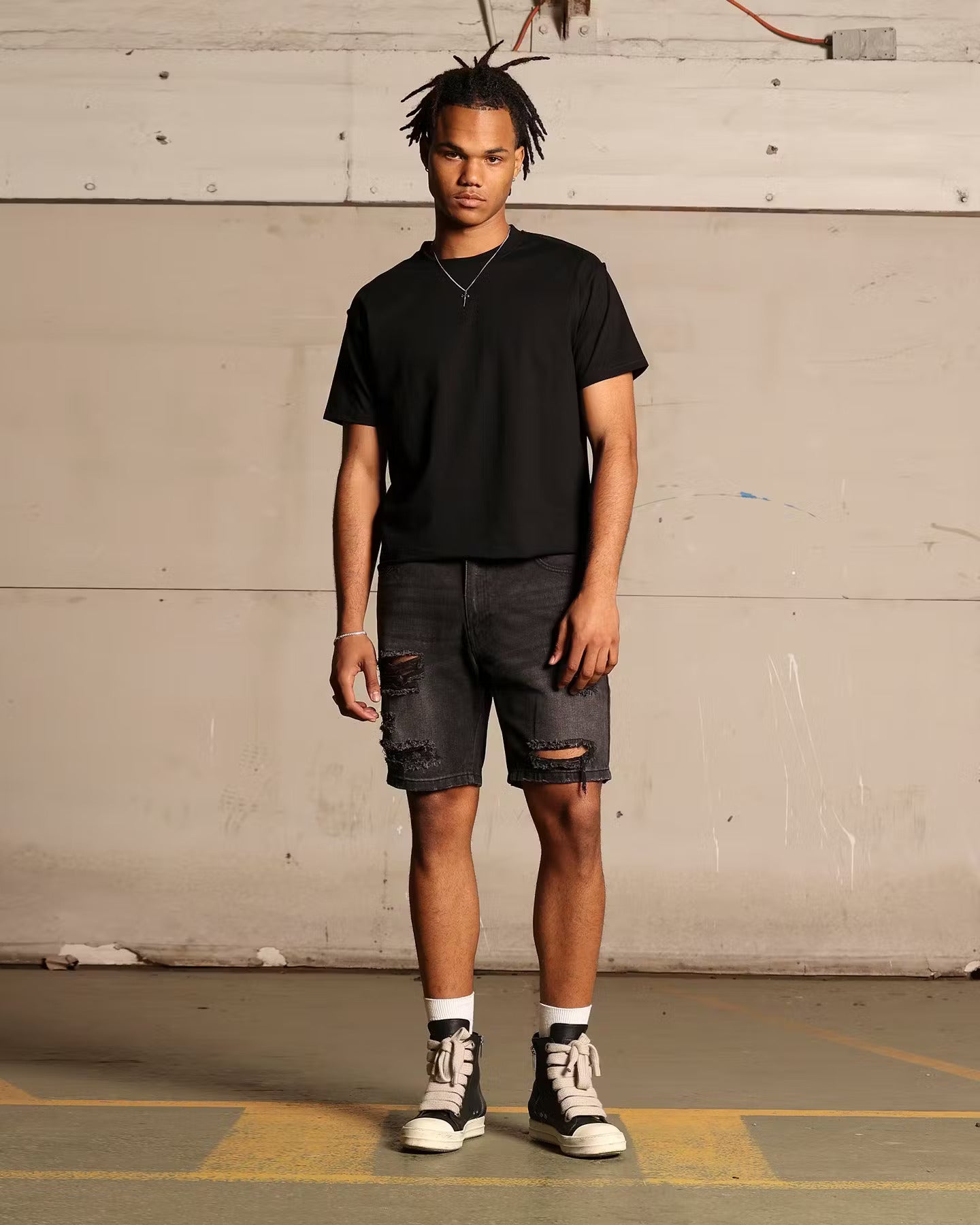 Saint Morta Destroyer Distressed Shorts Vintage Black、mySite、zt4zffjzw