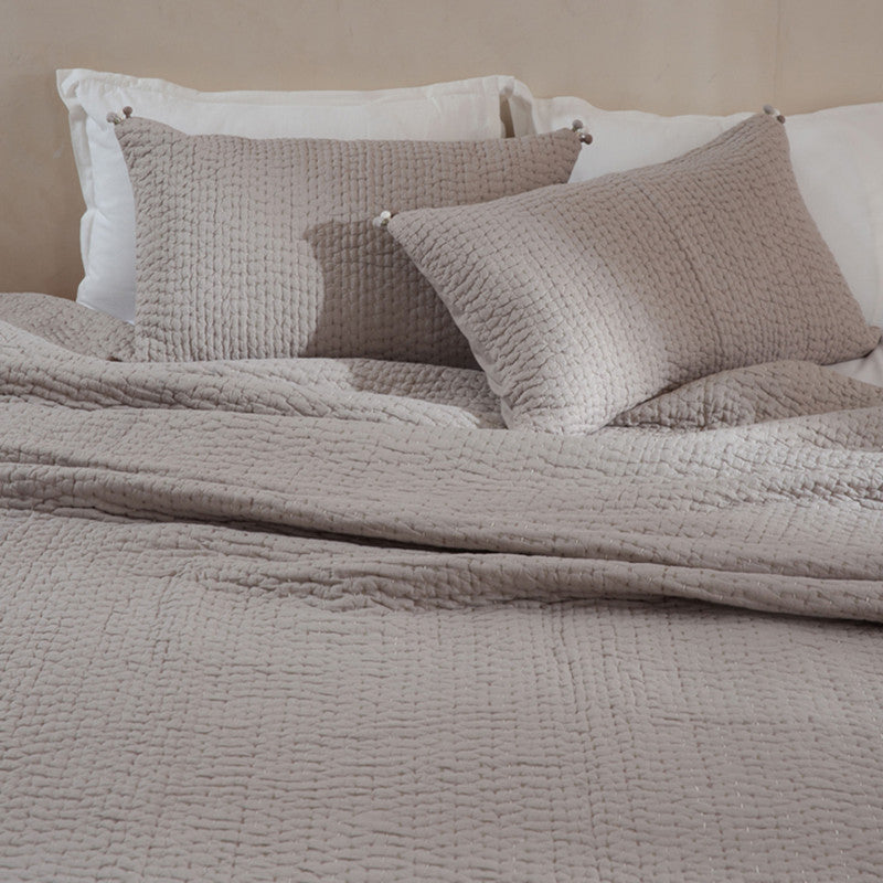 Cotton Bedspread with Pillow Covers | Grey | Reversible | Set of 3、mySite、camillekostekn