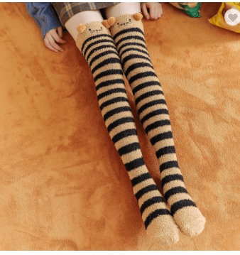 Thigh High Fuzzy Plush Socks, Leggings Adorable Animals to Keep Legs Warm! *、mySite、g9winljtr