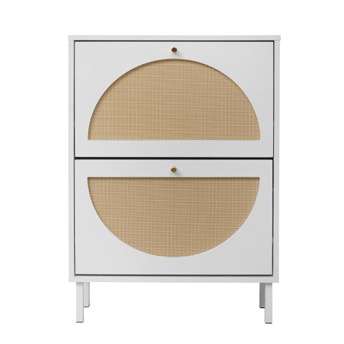 2 Door Shoe Rack, Rattan, Double Layer, Suitable for Living Room, Hallway、、casual