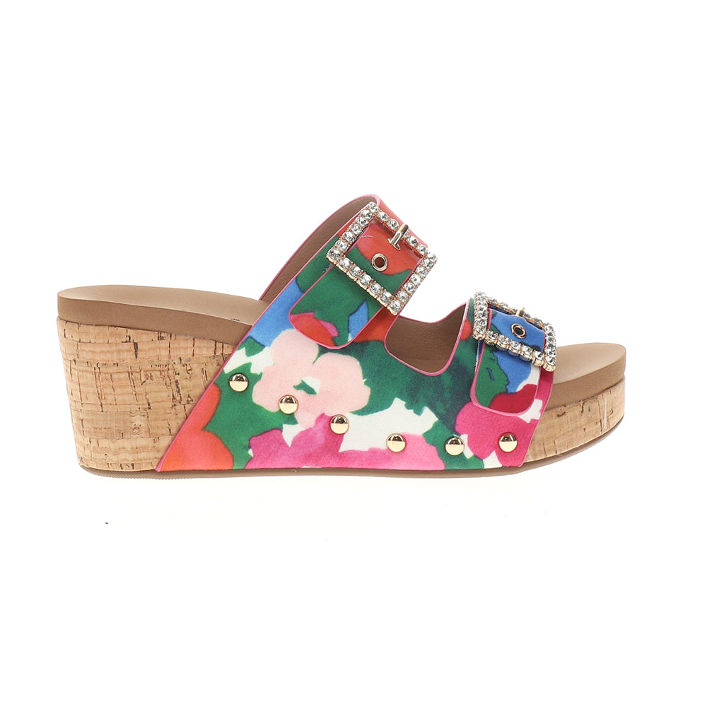 Main Squeeze Floral Studded Wedge Sandals、mySite、gtrtttuynbv