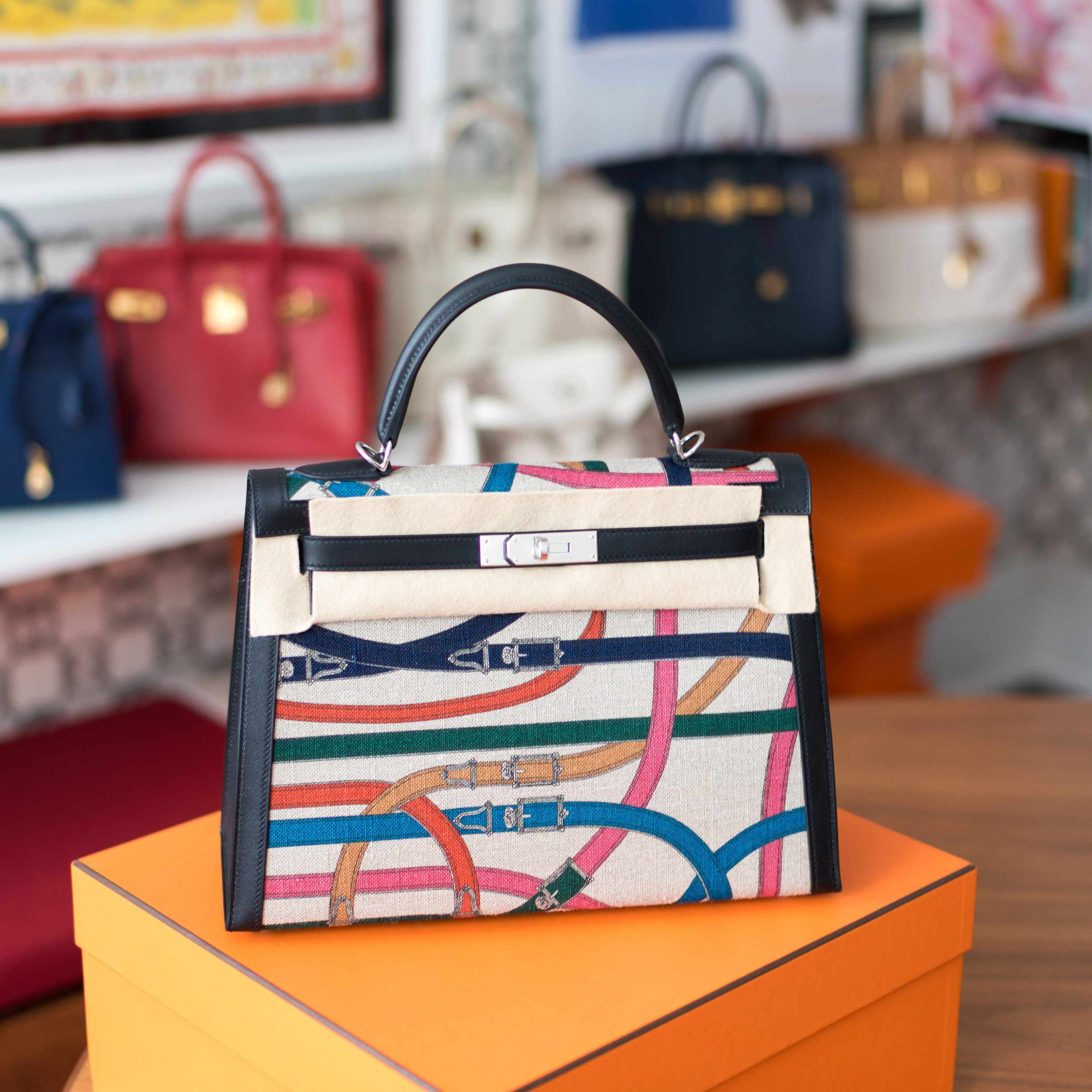 Hermès Kelly 32 Sellier Toile De Camp Cavalcadour Palladium Hardware、mySite、garminoutage.com