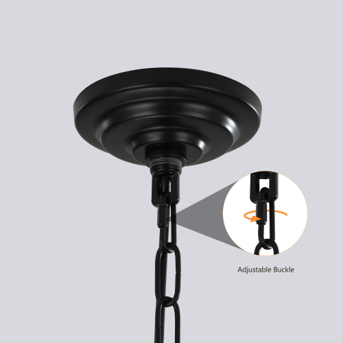 (Same as W1340142525/L1018-C) 18" Modern 8-Light Black & Chrome Geometric Pendant Chandelier, Industrial Metal Frame, Adjustable Hanging Light for Living Room, Dining Room, Kitchen (No Bulbs)、、eastwooduniform