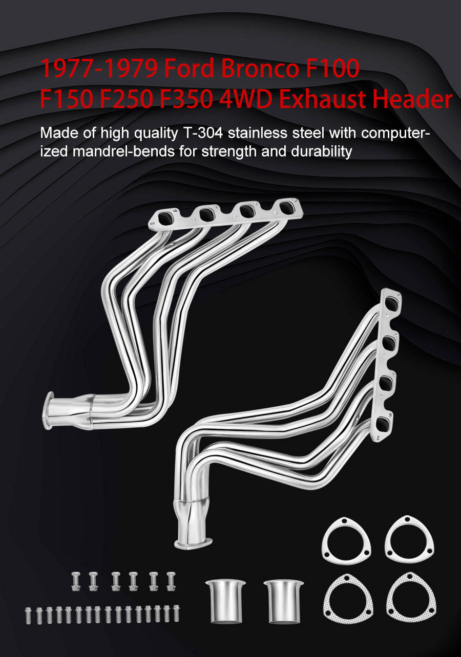 Exhaust Header for 1977-1979 Ford Bronco F100 F150 F250 F350 4WD 351M/400M 5.8L 6.6L