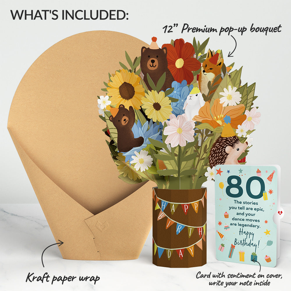 Woodland 80th Birthday Party Bouquet and Sentiment Set、mySite、solidvoid