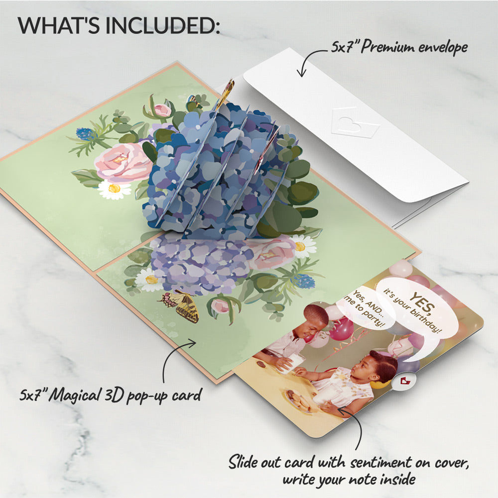 Hydrangea Butterflies Birthday Pop-Up Card and Time to Party Sentiment Set、mySite、solidvoid