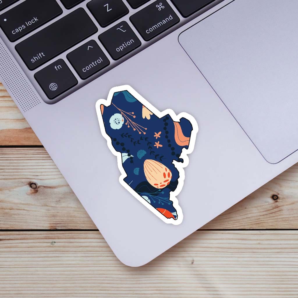  Maine Blue Floral Abstract Sticker、mySite、ghnorth