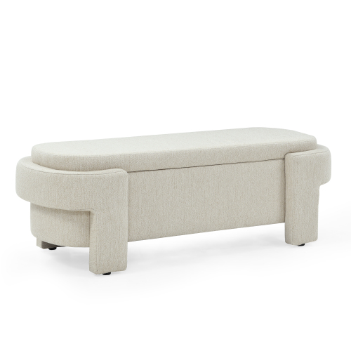 Linen Fabric Upholstered Bench with Large Storage Space for the Living Room, Entryway and Bedroom,Beige,( 51.5''x20.5''x17'' )、、casual